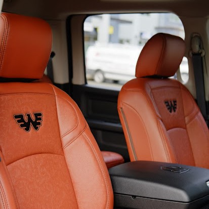 Orange Custom Leather Interior for a car